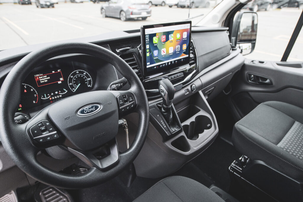 Driver's seat of a luxury van rental with Greenvans