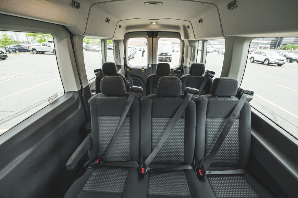 Interior of a Greenvans 15-passenger van rental in Boston