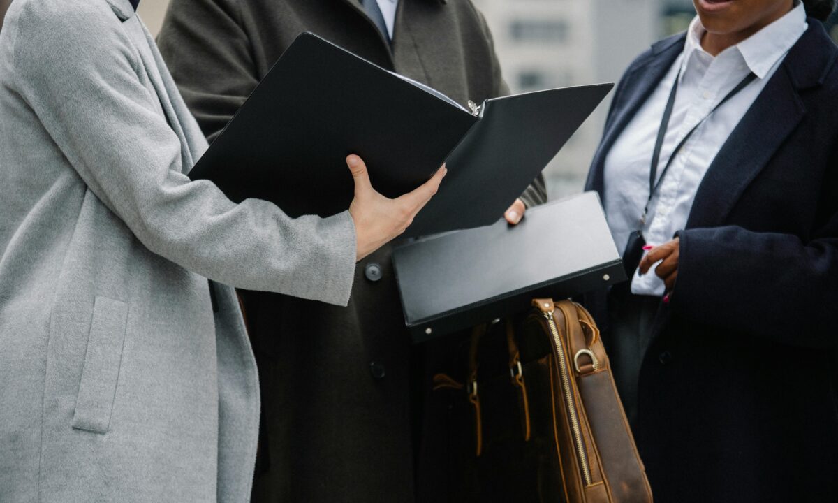 A corporate team ready to travel to an event