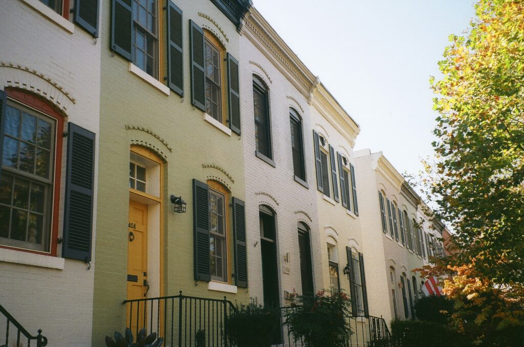 Colonial townhomes in Georgetown, DC