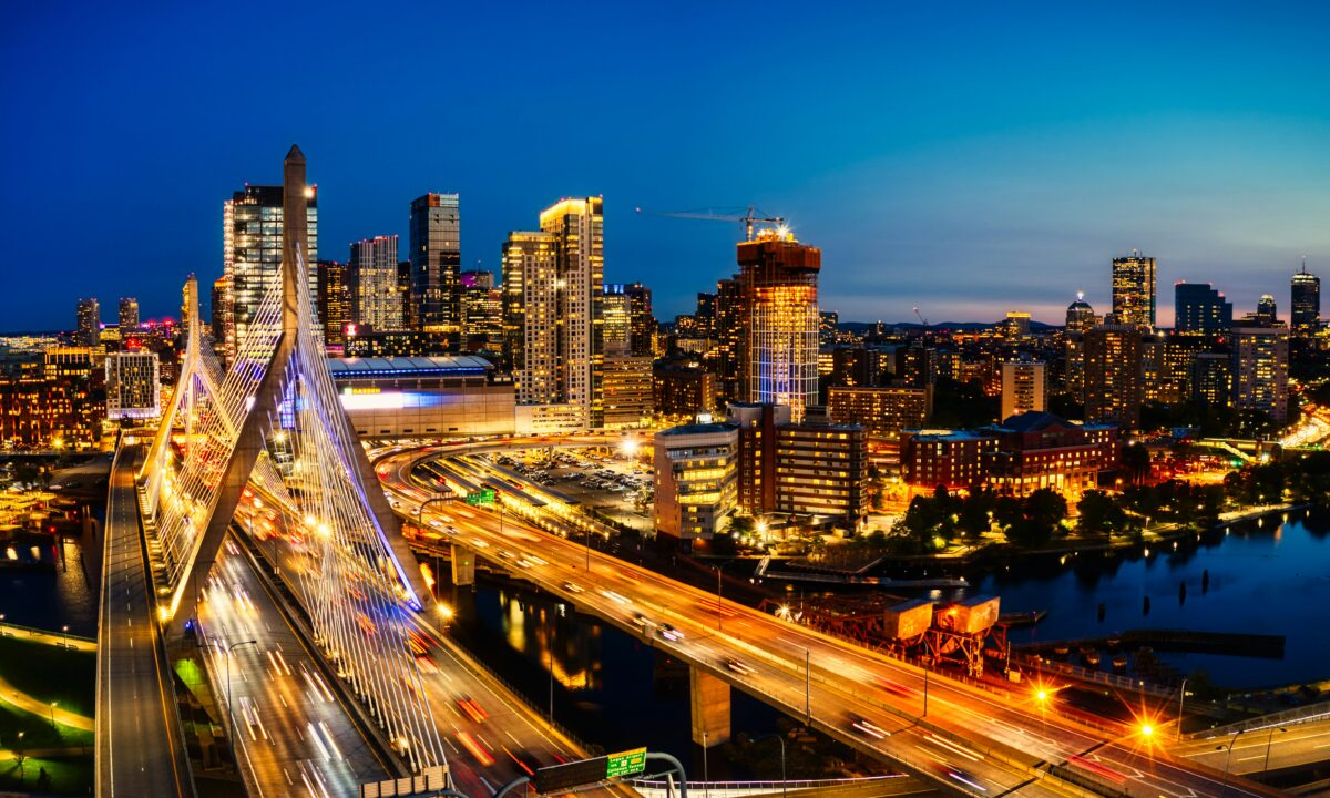 Boston skyline at night