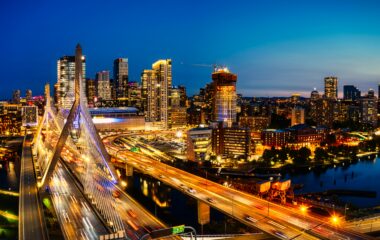 Boston skyline at night